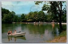 Postcard Red Oaks Lake Bedford Springs Hotel Bedford PA Women in Boat Swimming picture