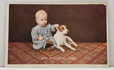 Child with Jack Russell Terrier by Ear 