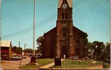 Highland New York Methodist Church Clock Tower Old Cars-Trucks VTG Postcard NY  picture