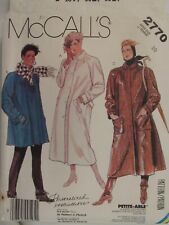 VTG 86 McCALLS 2770 MS Lined Coat in 3 Looks w Detachable Liner PATTERN 10 UC picture