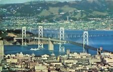 San Francisco CA California, Oakland Bay Bridge Boat, Vintage Postcard picture
