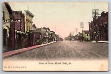 View of Main Street Britt Iowa IA Meat Market Drug Store Wallpaper 1907 Postcard picture