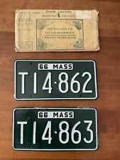 Massachusetts 1966 License Plate T14862 With Packaging And T14863 READ picture
