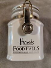 Harrods Food Halls Knightsbridge London Cream Color Food Canister Gold Trim picture
