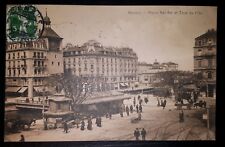 CPA GENEVE PLACE BEL AIR ET TOUR DE L'ÎLE.  ANIMATION. TRAMS. 1913 CIRCULEE picture