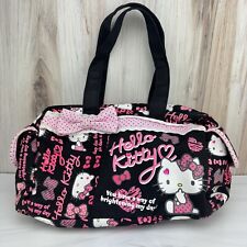 2012 Sanrio Smiles Hello Kitty Duffel Bag Purse Canvas  Tote Black Pink picture