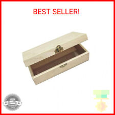 NA Unfinished wooden box, 8x4x2.3 inch storage box with hinge lid, small wooden picture