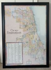 Chicago Neighborhoods Vintage 1992 Large Map by Big Stick Inc Frame or No Frame picture