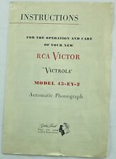 Vtg RCA Victor Victrola A-101 Console Record Player Original MANUAL ONLY picture