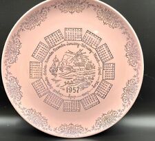 Vintage Taylor  Smith Taylor 1957 Pink Calender Plate Ceramic 10 In Birth Year picture