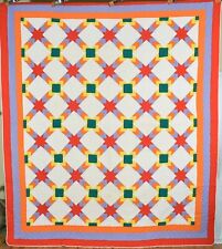 OUTSTANDING Vintage 40's Touching Stars Antique Quilt ~UNUSUAL DESIGN picture