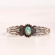 OLD PAWN HARVEY ERA STERLING TURQUOISE ARROW STAMPS BUMP UPS CUFF BRACELET 6.25