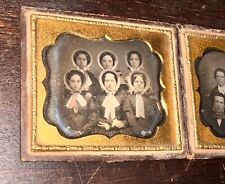 Set Of Group Daguerreotypes Boys & Girls Tinted Red Shirt Sealed 1850s Photo Lot picture