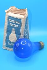 NOS Antique National GE Mazda Blue Light Bulb 60w 120v - WORKING With Box picture