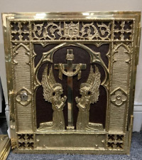 POLISHED BRASS TABERNACLE DOOR IN FRAME WITH 2 KEYS (#377) 17 1/4