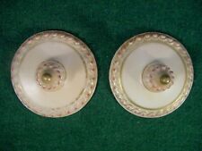 2 LIDS / COVERS  for INKWELL Porcelain English Antique Victorian Beige Molded picture
