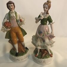  Empress By Haruta Porcelain Lace Figuines Lady Man Courting Couple 9.75” Pair picture