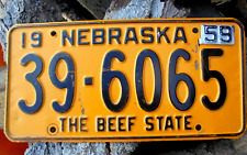 1958 1959 Nebraska License Plate Sidney Cheyenne County 39-6065 picture