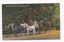 Colonial Coach And Four Williamsburg Virginia Horse Carriage Linen Postcard  picture