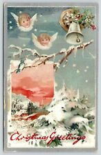 Christmas~Angel Faces in Clouds~Bell Rings Over Sunset Village~Silver Back~TUCK picture