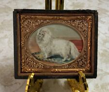 Vintage Antique Victorian Trade Card Ephemera Framed, Half Union Case, Cat/Dog picture