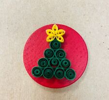 Vtg Quilling Quilled Christmas Tree Lapel Pin Roll Paper Handmade 1.5