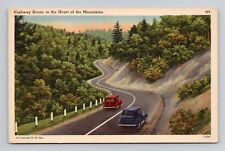 Postcard Cars on Mountain Highway Knoxville Tennessee TN, Vintage Linen O2 picture