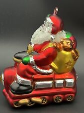 Dept 56 Large Santa Claus Train Locomotive Mercury Glass Ornament Hand Blown picture