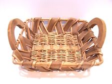 Vintage Handmade Woven Wicker Frond Basket Gathering Handled Decorative Rustic picture