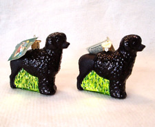 NWT Lot of 2 OLD WORLD CHRISTMAS BLACK PORTUGUESE WATER DOG GLASS ORNAMENTS picture