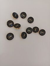 Lot Of 10 YSL buttons 20mm Gold Tone Enamel Designer Button  picture