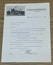 1916 E P Seymour Portable Rail Grinder Letter Letterhead Waltham Massachusetts picture