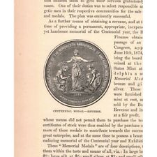 circa 1876 Victorian Centennial Medal-Reverse Engraving / 2T1-57c picture
