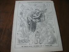 1889 Original POLITICAL CARTOON - GIRL Playing BAGPIPES w March CURRENT EVENTS picture