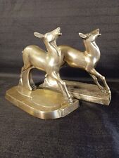 Pair of Vintage Frankart Art Metal Cast Bookends, Deer Brass Art Deco picture