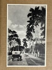 Postcard Port-Of-Spain Trinidad B.W.I. Old Car Royal Palms Vintage Muir Antique picture
