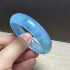 53mm Natural Blue Aquamarine Crystal Gemstone Bangle Bracelet Handmade picture