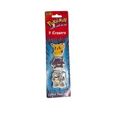 New Sealed Roseart Pokémon Deadstock Erasers Pack Pikachu Gengar Blastoise 1999 picture