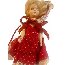 Antique Vintage Nancy Ann Storybook Doll Eyes Open And Close Red White Dress Bon picture