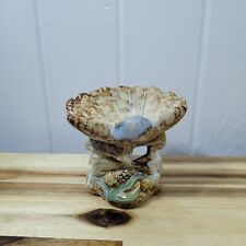 Coastal Inspired Marbled Seashell Tealight Holder VTG Ceramic Pottery Art Beachy picture