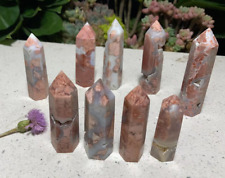 Wholesale Lot 9PC 1.1 Lb Natural pink flower agate Obelisk Tower Crystal Healing picture