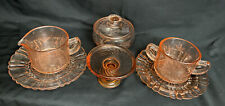 Vtg Pink Depression Glass Creamer & Sugar Candle Holder  Dishes Mixed Lot picture