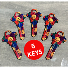 5X-HAPPY FACES EMOJI KEYS Uncut NEW House Key Blanks HOUSE SCHLAGE SC-1 picture