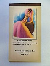 Vintage Earl Moran 1950 Pin Up Notepad Advertisement Peacock Laboratories PA  picture