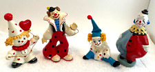 4 Vtg Creepy Cute Clown Figurines Enesco & Hand Made picture