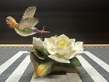 Vintage Porcelain Hummingbird On Magnolia Branch Figurine Statue Andrea By Sadak picture