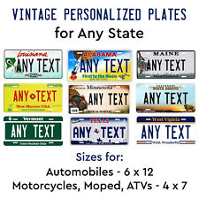 Vintage State License Plate Tag Any Text Custom Personalized Auto Car Bike ATV picture