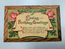 Birthday Greetings with Roses Vintage Embossed Postcard picture