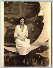 Postcard Young Woman on paper moon Pittsburgh PA 1920  new 63 picture