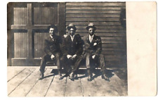 RPPC Three Men Sitting  Photographer C.V Cook Farmer South Dakota Bowler Hats picture